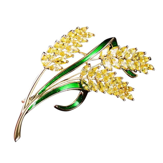 Shisuyan 1Pc Shiny Zircon Wheat Ears Brooch Fashion Breastpin Simlple Clothes Accessory