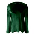 thumbnail image 4 of Velvet Tops for Women Dressy Casual V Neck Shirts Loose Fit Long Sleeve Vintage Velour Blouse Solid Holiday Party Outfits, 4 of 5
