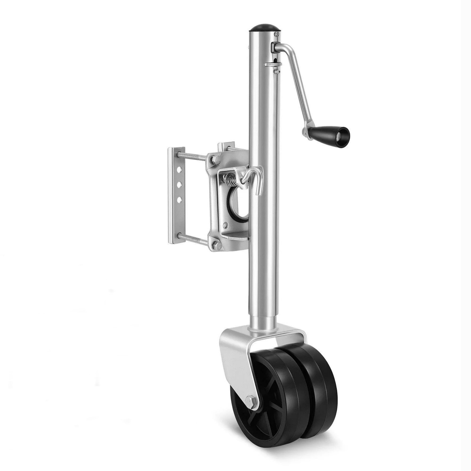 2000 lbs Heavy Duty Swivel Boat Trailer Jack with PP Dual Wheel, 15"-27" Lift Range for RV & Utility Trailers