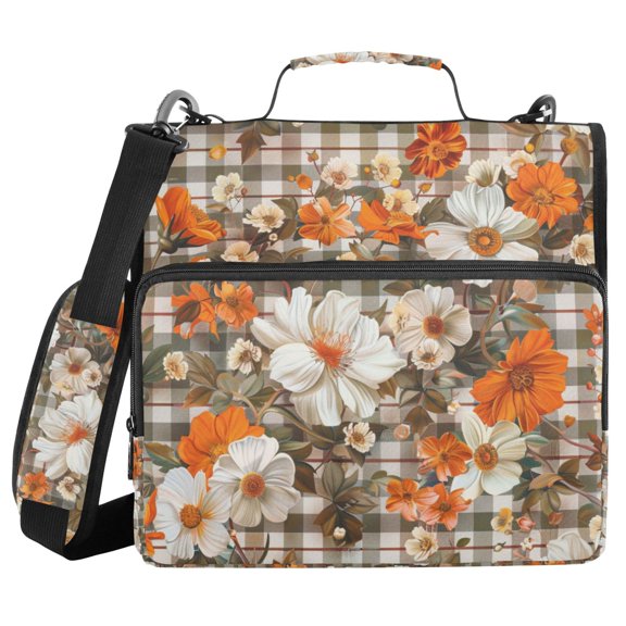 FORMRS Zipper Binder with Shoulder Strap 2-inch Ring 500 Sheet Capacity File Bag, Rustic Floral