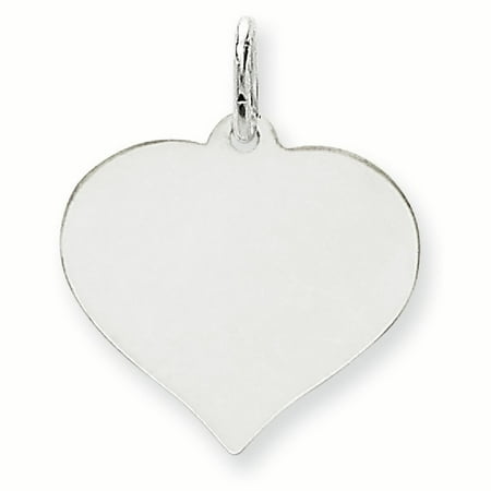 Gold Heart Disc Charm - 14K White Gold .013 Gauge Heart Disc Charm Pendant MSRP $256