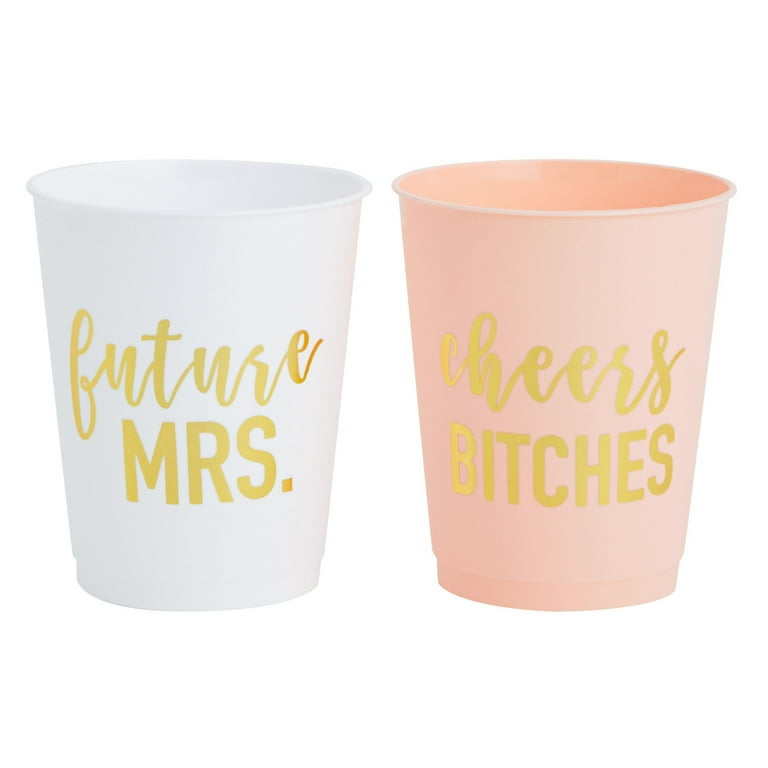 16-Pack Bachelorette Party Cups, Reusable Bride and Bridesmaid