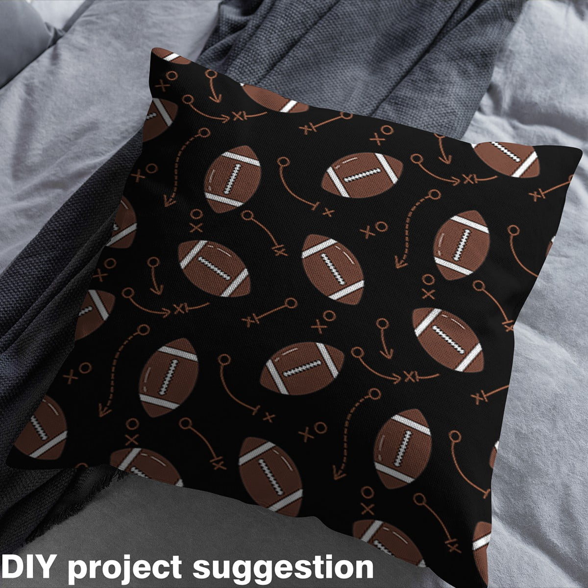 Feelyou Rugby Football Fabric by the Yard 3 Yards, Sport Player Home Decor Fabric by the Yard, Cartoon Ball Game Sewing Fabric, Lightweight Room Decor