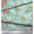 thumbnail image 2 of Soimoi Green Rayon Fabric Abstract Circles & Oak Leaves Clip Art Print Fabric by Yard 42 Inch Wide, 2 of 3
