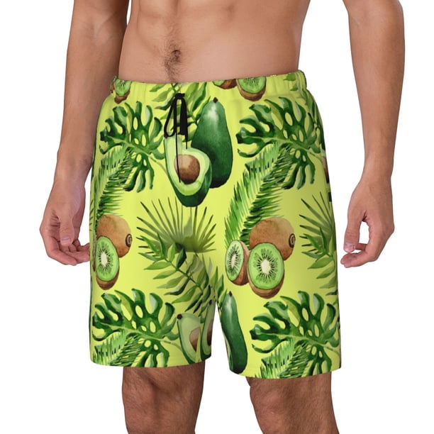Balery Kiwi and Avocado Bañador para hombre, shorts de playa de secado rápido con entrepierna y forro de compresión-X-Large