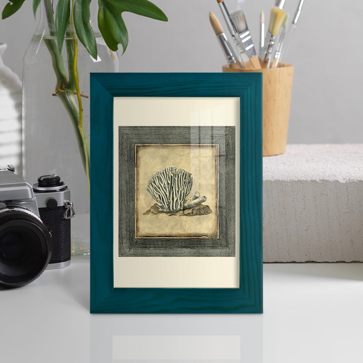 Mini Exotic Coral IX (U) - Framed Print w/glass - Ocean Blue