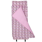 Wildkin Original Nap Mat with Pillow for Boys and Girls, Features Hook and Loop Fastener, Roll-Up Design, Soft Cotton Blend Materials (Horses in Pink)