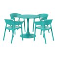 thumbnail image 2 of WestinTrends Playa 5-Piece Indoor Outdoor Metal Patio Dining Table Set With Stackable Patio Chairs, Turquoise, 2 of 16