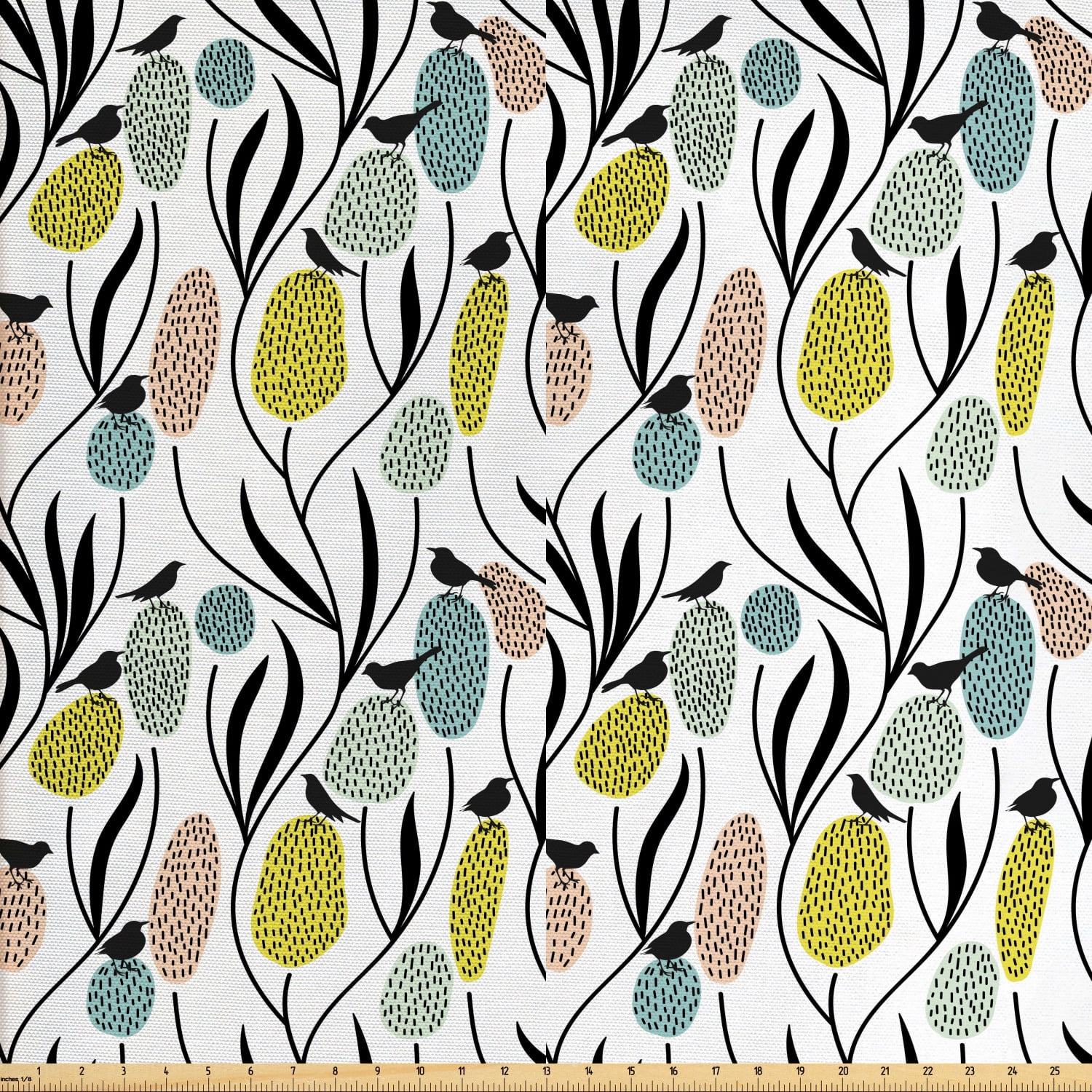 Spring Fabric by the Yard Upholstery, Abstract Botanical Pattern with ...