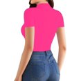 thumbnail image 3 of CAILDANL Mock Neck Tops for Women Basic Short Sleeve Tight Summer Sexy Dressy Casual Summer T-Shirts, 3 of 7