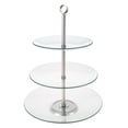 thumbnail image 4 of Classic Cuisine 11.50 in Round Stainless Stee/Glass 3-Tier Tiered Dessert Stand, Clear, 4 of 6