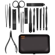 Utopia Care Nail Clippers Professional Nail Kit or Manicure Kit For Women and Men, Stocking Stuffers or Groomsmen Gifts 16Pcs Pedicure Set for Fingernail, Toenail Clippers with Travel Case - Black