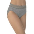 thumbnail image 3 of Vanity Fair Womens Flattering Lace Cotton Stretch Hi Cut Panty, 9, Heather Grey, 3 of 3