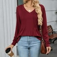 thumbnail image 5 of Guluxicc T-Shirts for Women V-Neck Long Sleeve Loose Fit Shirts Casual Soft Comfy Pullover Tops, 5 of 7