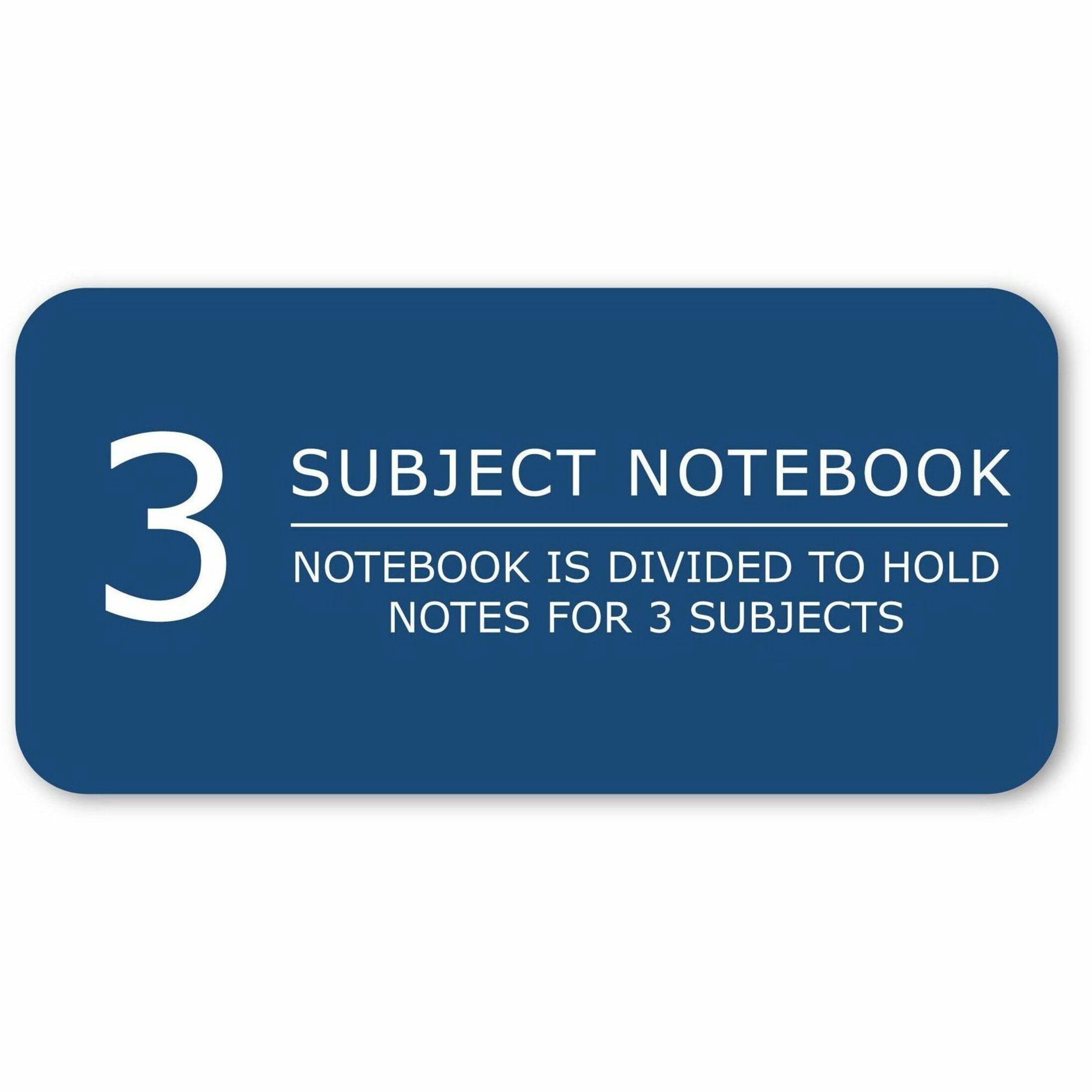 Roaring Spring Wide Ruled Three Subject Spiral Notebook - 120 Sheets - 240 Pages - Printed - Spiral Bound - Both Side Ruling Surface Red Margin - 3 Hole(s) - 15 Lb Basis Weight - 56 G/m²