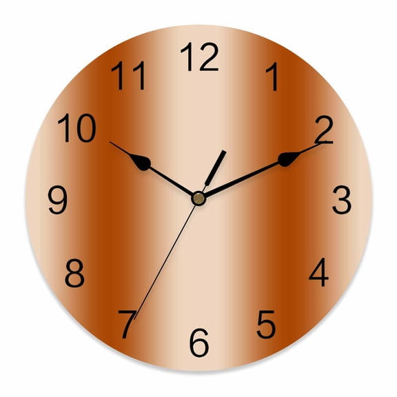 Wall Clock Ombre Caramel Orange Clocks PVC Silent Non-Ticking Battery Operated Decorative Gradient Color Round Clock for Home Living Room Kitchen Bedroom Office School Wall Decor 14 Inch