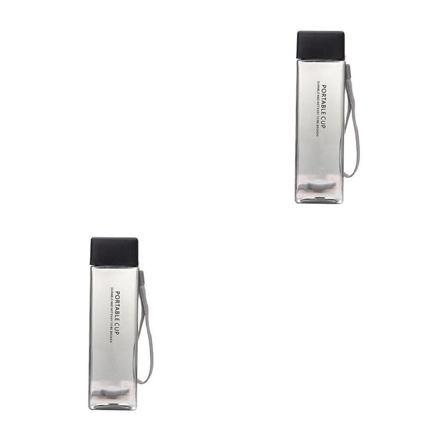 Botella de agua Yuarrent Contenedor de líquido 450 ml Gran capacidad Deportes Taza al aire libre 2piezas Negro transparente