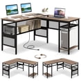 thumbnail image 1 of Patiojoy Bureau en L avec Station de Recharge 55 Pouces Bureau d'Ordinateur d'Angle Réversible avec Étagères de Rangement en Maille Support pour CPU Bureau de Jeu pour 2 Personnes, 1 of 10