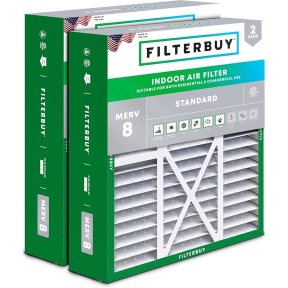 Filterbuy 22x24x5 Air Filter MERV 8 Dust Defense, Pleated HVAC AC Furnace Filter Replacement for Amana & Goodman, 2-Pack