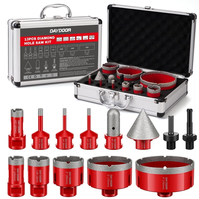 Kit de sierra perforadora con forma de diamante DAYDOOR, 13 piezas, para azulejos, cerámica y porcelana