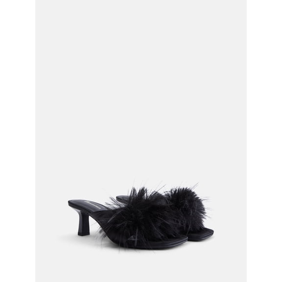 No Boundaries Women's Faux Feather Dress Heels