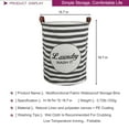 thumbnail image 2 of EVNELE Large Laundry Hamper, Waterproof Canvas Laundry Basket, Collapsible Storage Basket Bin for Kids Room, Toy Organizer, Nursery Hamper, Clothes Hamper, Gray Stripe, 2 of 7