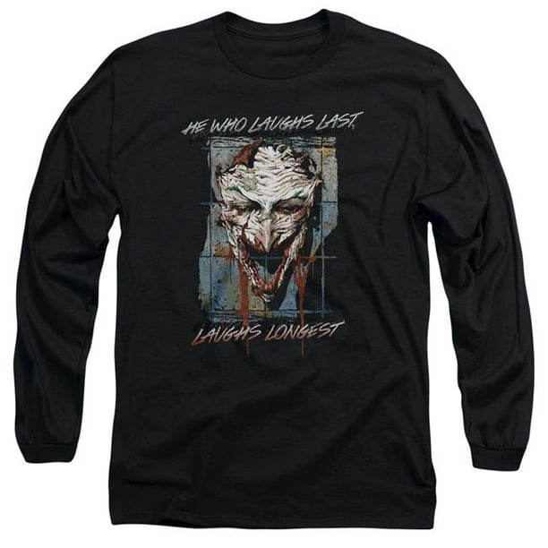 Batman & Juste pour Rire à Manches Longues Adulte 18-1 T-Shirt&44; Noir - 3X