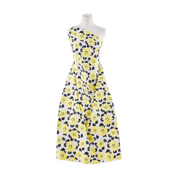 Zelouf Stretch Sateen Print , Sewing, DIY, Crafts Fabric by the Yard, 159 Wht/yellow, 3 Yard