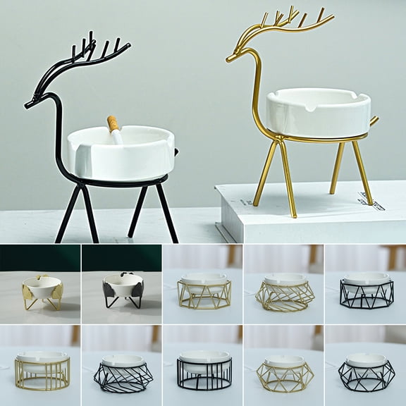 Ashtray Ceramic Ash Tray Nordic Style Artistic Storage Creative Deer Ash Holder for Home Office Hotel Cigaret Ash Tray, 1 Pack