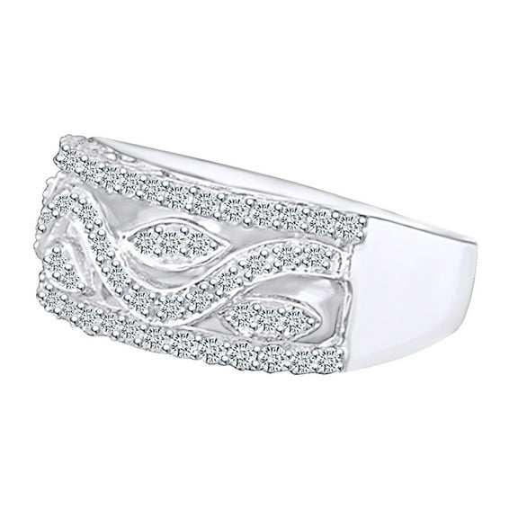 AFFY 0.48 Carat Round Shape Brown & White Natural Diamond Women's Wedding Band Ring 10K Solid Rose Gold Ring Size-10