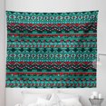 thumbnail image 1 of Tribal Tapestry, Hand Drawn Design Geometric Pattern with Sharp Shapes and Stripes, Fabric Wall Hanging Decor for Bedroom Living Room Dorm, 5 Sizes, Red Blue Teal, by Ambesonne, 1 of 1