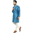 thumbnail image 4 of SKAVIJ Men's Kurta Pajama Set Embroidered Art Silk Party Dress Brown S, 4 of 6