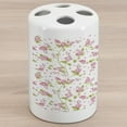 thumbnail image 1 of Shabby Flora Ceramic Toothbrush Holder, Nature Blossoms Buds Flowers Lavenders Florals Leaves Ivy Art, Decorative Versatile Countertop for Bathroom, 4.5" X 2.7", Pink White and Green, by Ambesonne, 1 of 4
