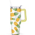 thumbnail image 2 of 40oz Tropical Pineapple Pattern Stainless Steel Flip Straw Tumbler Spill Proof Travel Cup Double Wall Vacuum Insulated Coffee Mug with Top Handle, 2 of 6