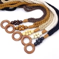 thumbnail image 3 of Namzi Bohemian Woven Tassel Belt Boho Handmade Beaded Ring Waist Wrap, Long Skinny Belt for Dresses Skirts, Cotton Linen Apparel Decorative Belt, 1 Piece,Brown, 3 of 4