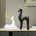 thumbnail image 5 of Souew Black and white deer ornament, Christmas Reindeer Figurines Set Modern Deer Statues For Holiday Decor, 5 of 9