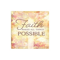 Faith Things Possible Golden Pink Cross 12 x 12 Wood Wall Sign Plaque