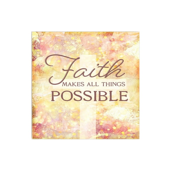 Faith Things Possible Golden Pink Cross 12 x 12 Wood Wall Sign Plaque