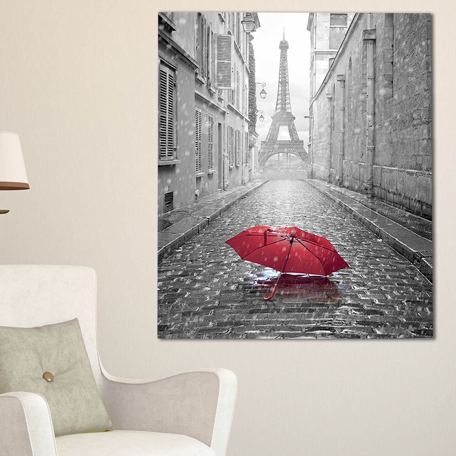 Design Art Eiffel View from Paris Street Cityscape Photo Canvas Art Print