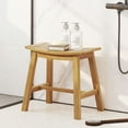 thumbnail image 2 of Gymax Shower Bench Teak Wood Shower Stool w/ Curved Seat Waterproof Bath Bench, 2 of 9