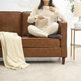 thumbnail image 5 of IdealHouse 81" Faux Leather Sofa, Mid Century Modern Deep Seat Couch, Upholstered Cushion&Removable Cover, Brown PU Couch, 3 Seat Sofa for Living Room, Office, Brown, 5 of 7