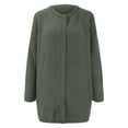 thumbnail image 4 of Kaondbfi Cardigan for Women, Korean Wool Coat Slim Trench Long Coat Fall Winter Elegant Round Neck Straight Korean Coat Mid Long Wool Overcoat Women's Winter Coat, 4 of 5
