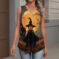 thumbnail image 3 of Halloween Tank Tops for Women V-Neck Sleeveless Tops for Women, Soft Polyester Cami for Party and Casual Khaki XL, 3 of 4