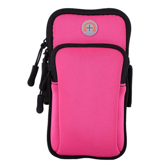 Brazalete para teléfono móvil, bolso deportivo antisudor, multifunción ajustable, adecuado para correr, caminar, rojo ciruela