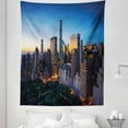 thumbnail image 1 of City Tapestry, Sun Rising over Central Park in Manhattan Tranquil Morning Skyscrapers, Fabric Wall Hanging Decor for Bedroom Living Room Dorm, 5 Sizes, Blue Marigold Dark Green, by Ambesonne, 1 of 1