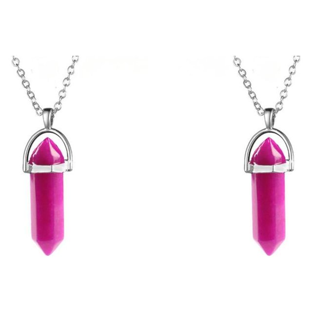 QualitChoice Hexagon Column Charm Exquisite Women Men Making Findings Handmade Anniversary Hanging Pendants Colorful Crystal Rose Red 2Set