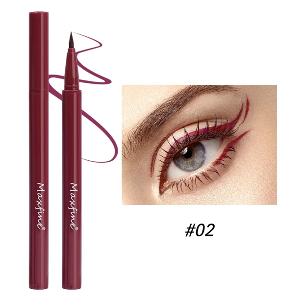 Lápiz Delineador de ojos líquido, negro, marrón, rojo mate, resistente al agua, duradero, sedoso, secado rápido, a prueba de sudor, Cosméticos de maquillaje (red