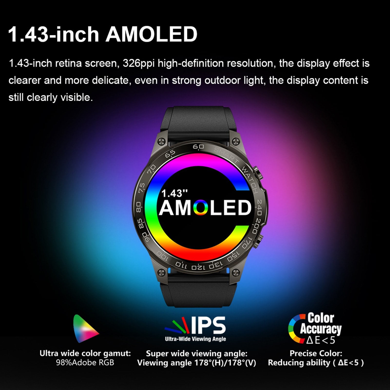 DM50 Smartwatch 1.43 Inch HD Touchscreen IP68 Waterproof Fitness Tracker