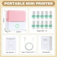 thumbnail image 3 of SLOK Thermal Mini Printer, Portable Inkless Bluetooth Sticker Maker with 10 Rolls Paper, Pink, 3 of 10