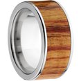 thumbnail image 3 of Men's Tulip Wood Exotic Wood Ring Crafted in Durable Stainless Steel, 3 of 3